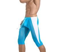 RUMAOZIA Pantaloni corti da ciclismo da uomo, a compressione, in tessuto a rete elasticizzata, a sette punti, pantaloni sportivi per ciclismo, corsa, fitness, trasparenti, aderenti, yoga, O blu1, M