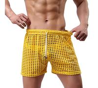 RUMAOZIA Pantaloni corti da uomo, in rete, biancheria intima, sexy, trasparenti, trasparenti, corti, boxer da allenamento, fitness, boxer in rete, biancheria intima da uomo, giallo., M