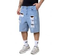 RUMAOZIA Pantaloni corti da uomo, jeans baggy jorts, bermuda in denim, lunghezza al ginocchio, pantaloni strappati, hip hop, outdoor, moto, jeans con tasche, tinta unita, per l'estate e lo stile