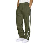 RUMAOZIA Pantaloni da jogging da uomo, pantaloni chino cargo con strisce laterali, gamba larga, sportivi, dritti, in cotone, casual, per il tempo libero, elasticizzati, A verde., L