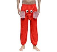 RUMAOZIA Pantaloni da pigiama da uomo, divertenti con elefanti, con proboscide, larghi, nuovi, pigiama a maniche lunghe/corte, con proboscide di elefante, flanella, pantaloni da elefante, pigiama