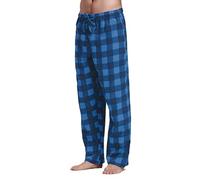 RUMAOZIA Pantaloni da pigiama da uomo, lunghi, in cotone, a quadri, casual, a quadri, per il tempo libero, per il tempo libero, da uomo, O blu., L