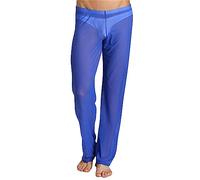 RUMAOZIA Pantaloni da uomo a rete, trasparenti, lunghi, da uomo, in rete, trasparenti, elastici, leggings muscolari, pantaloni da jogging, Blu, L