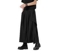 RUMAOZIA Pantaloni da uomo Gonna tradizionale in tinta unita Samurai Hakama Harem Pantaloni Trend Autunno Inverno Casual Pantaloni Baggy Streetwear Kilt Stile Giapponese Rock Samurai Rock Pantaloni, O
