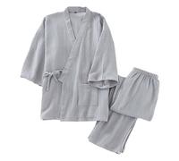 RUMAOZIA Pigiama da uomo in cotone kimono giapponese Hanfu pigiama da uomo taglie forti Abbigliamento taoista Zen Pijamas Kimono da uomo, stile giapponese, set da meditazione loungewear Sleepwear