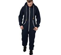 RUMAOZIA Sheeesh - Tuta da uomo con cappuccio Onesie, tuta intera in cotone, tuta sportiva calda, traspirante, con chiusura lampo, lunga, Blu scuro, XXL