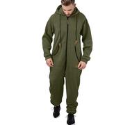 RUMAOZIA Sheeesh - Tuta da uomo con cappuccio Onesie, tuta intera in cotone, tuta sportiva calda, traspirante, con chiusura lampo, lunga, verde, S