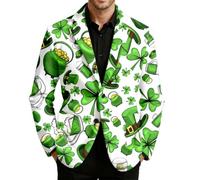 RUMAOZIA St Patricks Day - Costume da uomo verde per feste, blazer un 1 bottone, con quadrifoglio irlandese, per feste, sport, slim fit, tempo libero