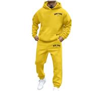 RUMAOZIA Tuta da jogging da uomo e donna, oversize, con cappuccio, unisex, alla moda, tuta sportiva, 2 pezzi, Trapstar Tracksuit Y2K, con cappuccio e pantaloni da jogging Hip Hop Streetwear, O giallo,