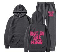 RUMAOZIA Tuta da jogging da uomo, in cotone, divertente, sportiva, in due pezzi, Y2K, Hip Hop, 2 pezzi, con cappuccio e pantaloni da jogging, tuta da jogging, Grigio 1, 3XL