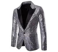 RUMAOZIA Tuta da uomo con glitter con paillettes, smoking, 2 pezzi, oro frack, giacca da uomo, per feste, balli di fine anno, slim fit, set di pantaloni per business, feste, carnevale, cosplay, O