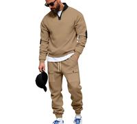 RUMAOZIA Tuta invernale da uomo, a maniche lunghe, con colletto alto, con chiusura lampo, calda, per attività all'aperto, per la transizione, da uomo, per adolescenti, abbigliamento sportivo, tinta