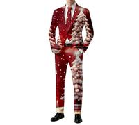 RUMAOZIA Tuta natalizia da uomo e da uomo, per Natale, con motivo natalizio colorato, formale, divertente, sottile, per feste di Natale, per Carnevale, per Natale, U rosso., L