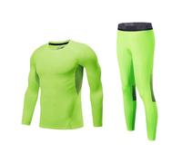 RUMAOZIA Tuta sportiva da uomo, lunga e funzionale, set di biancheria intima comoda a compressione, morbida, tuta sportiva estiva, leggera, traspirante, biancheria intima sportiva, B verde., XL