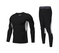 RUMAOZIA Tuta sportiva da uomo, lunga e funzionale, set di biancheria intima comoda a compressione, morbida, tuta sportiva estiva, leggera, traspirante, biancheria intima sportiva, A nero, XL
