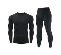 RUMAOZIA Tuta sportiva da uomo, lunga e funzionale, set di biancheria intima comoda a compressione, morbida, tuta sportiva estiva, leggera, traspirante, biancheria intima sportiva, Z01 Nero, M