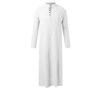 RUMAOZIA Veste musulmana Uomo Caftano Musulmano Abaya Uomini Medio Oriente Arabo Saudita Vestiti da preghiera per gli uomini Abiti turchi Thobe Uomini Abiti islamici, N bianco., S