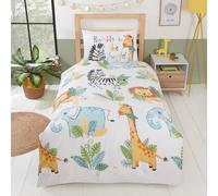 Rumble IN Giungla Singolo Copripiumino e Federa Set Bambini Leone Zebra Hippo
