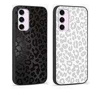 RUMDEY 2 Pack Cute Cheetah Print for Samsung Galaxy S23 5G 6.1" Phone Case,Luxury Leopard Pattern Design Cases Soft Silicone Slim TPU Shockproof Protective Bumper Cover for Women Girls-Black & White