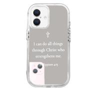 RUMDEY Christian Bibbia Verse Cross Custodia per iPhone 17 Specchio Custodia 16 cm, Bianco Simpatico Motivo Stampa Design Trasparente Cover Antiurto Morbido TPU Protezione Trasparente Funda per