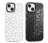 RUMDEY Confezione da 2 custodie per Apple iPhone 13 / iPhone 14 da 6,1 pollici, trasparenti con simpatici motivi leopardati alla moda, per ragazze e donne, sottile con protezione antiurto in silicone