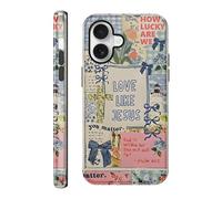 RUMDEY Custodia per iPhone 16 da 6,1 pollici, con collage di croce cristiana, grazioso Gesù Bibbia, versi floreali, protettiva, antiurto, in silicone, ibrida, a 2 strati, per donne, ragazze, uomini