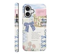 RUMDEY Custodia per iPhone 17 da 6,3 pollici, con collage di versi della Bibbia cristiana, design estetico con Gesù tulipano fiore fiocco design protettivo antiurto in silicone ibrido a 2 strati per