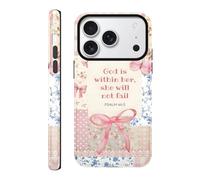 RUMDEY Custodia per iPhone 17 Pro da 6,3", con stampa di versi biblici cristiani, design con collage di fiori di Gesù, protettiva, antiurto, in silicone, ibrida, a 2 strati, per donne, ragazze, uomini