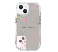 RUMDEY Custodia per telefono con versi della Bibbia cristiana per iPhone 14 Custodia a specchio da 6,1 pollici, rosa carino fiore floreale stampa design trasparente antiurto TPU protezione trasparente