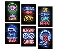Rumgug 6 Pezzi 3D Giochi Adesivo Murale, Immagini Decorative per Camera da Gioco Quadri Decorativo Multipanello Console Di Gioco Gamer Poster da Parete Murale Soggiorno Quadro per Letto della Ragazzo