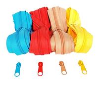 rumitpan Cerniera lampo continua da 5 mm, 12 m, in nylon, 4 colori, con 20 cursori e 30 terminali, cerniere a spirale, divisibile al metro, larghezza 3 cm, per vestiti, borse, bagagli, tende