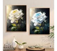 Rumlly 2PCS Modern Rose Flower Canvas Painting White Blue Flowers Posters and Print Wall Art Pictures for Living Room Decor(40x60cmx2/Inner Frame)