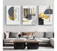 Rumlly 3 pezzi dipinti su tela dipinti ad olio astratti geometrici dorati poster in lamina d'oro immagini moderne per soggiorno decorazioni per la casa 70x100 cm x 3 senza cornice