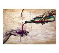 Rumlly Arte Astratta Moderna Bicchiere di Vino Rosso a Due Mani Poster Stampe su Tela Dipinto Immagine di Arte della Parete per Soggiorno Decorazioni per La Casa 70x100 cm Senza Cornice