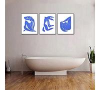 Rumlly Arte astratta moderna Blu Henri Matisse Poster a tema Poster Pittura murale Donna minimalista Stampe artistiche per il corpo femminile per bagno 70x100cmx3 Senza cornice