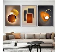 Rumlly Dipinto su tela geometrico astratto Arancione di lusso Poster e stampe Immagini moderne e minimaliste di arte della parete per soggiorno 60x80 cm x 3 Senza cornice