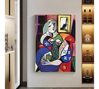 Rumlly Donna con libro di Picasso ， Quadro su tela Wall Art Picture Famosi poster e stampe per soggiorno Decorazione domestica 80x120 cm Senza cornice