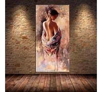 Rumlly Donna semi nuda astratta Pittura su tela Bellezza sexy Poster e stampe Grande immagine di arte della parete per soggiorno Decorazione domestica 30X60 cm Senza cornice