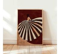 Rumlly Láminas y pósteres abstractos reflectantes de rayas marrón oscuro para decoración de pared en la habitación de una niña (70x100cm/sin marco)