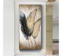 Rumlly Large Size Wall Art Canvas Painting Abstract Feather Posters and Prints Pictures for Living Room Modern Home Decoration(55x110cm/Inner Frame)
