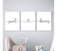 Rumlly Minimalista in bianco e nero Sweet Dreams Citazioni Cuore Amore Tela Pittura Vivaio Poster Stampe Immagini a parete Home Decor 30x45cmx3 senza cornice