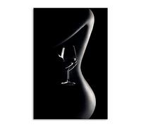 Rumlly Nero Bianco Poster Donna Sexy con Bicchiere di Vino Quadri Su Tela Stampa Moderna Camera Da Letto Soggiorno Dipinti Decorativi 80x120 cm Senza Cornice