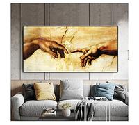 Rumlly Pittura Creazione di Adamo Mano di Dio Religione classica Immagini di arte murale per soggiorno Stampa artistica famosa Poster su tela 20x40cm Senza cornice