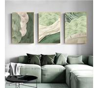 Rumlly Poster con Foglia di Ginkgo Verde, Trama di Foglia su Tela Dipinto Camera Nordica Estetica Stampa Artistica su Parete, Pittura Decorazione Domestica 50x70 cmx3 Senza Cornice