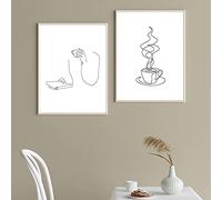 Rumlly Quadri astratti di arte della parete in bianco e nero Line Art Disegno Donna Mani Poster Libro Stampe su tela Nordic Pictures Decor 50x70cmx2 Senza cornice