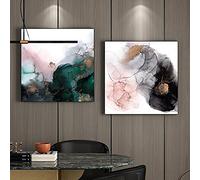 Rumlly Quadri astratti moderni su tela Rosa Verde Wall Art Poster e stampe Immagini per soggiorno Camera da letto Decorazione domestica 80x80cmx2 senza cornice