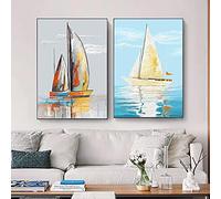 Rumlly Quadro su tela per barca a vela moderna Poster e stampe Paesaggio marino colorato Immagine di arte della parete per soggiorno Camera da letto Decorazioni per la casa 50x70cmx2 Frameless