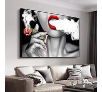 Rumlly Ragazze Sexy Con Labbra Rosse Wall Art Poster E Stampe Fumatori Dipinti Su Tela Dipinti Su Tela Immagini A Parete Per Soggiorno 80x120cm Senza Cornice