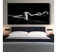 Rumlly Ritratto di nudo in bianco e nero su tela Poster e stampe Dipinti sexy di donne addormentate Grandi quadri artistici da parete per camera da letto 70x140cm Senza cornice
