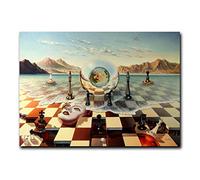 Rumlly Salvador Dali Surrealismo Scacchi sul Mare Stampe su Tela Pittura su Arte della Parete Astratto Strano Poster Immagine Artistica Decorazioni per la casa 80x120 cm Senza Cornice